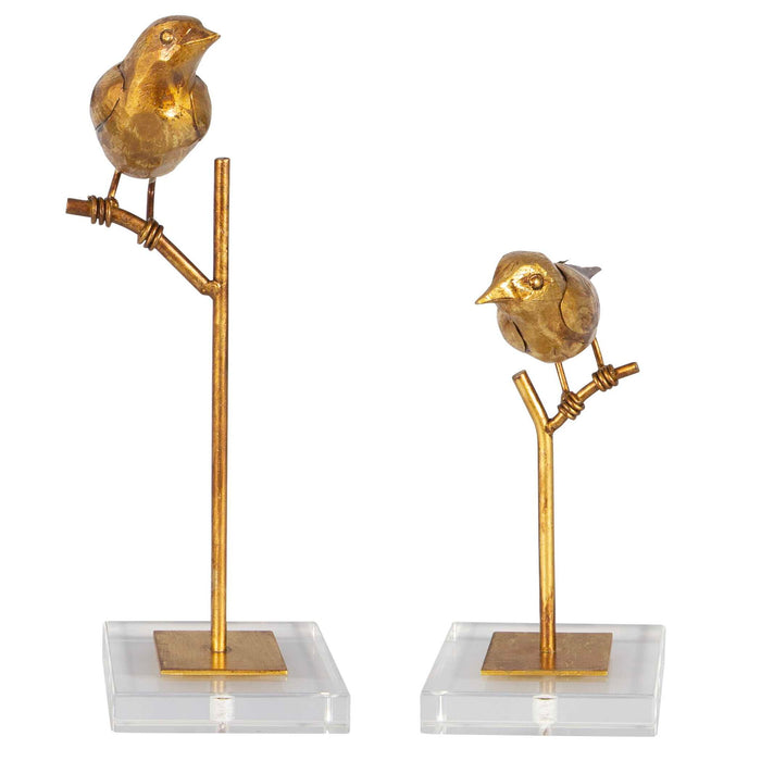 Passerines - Bird Sculptures (Set of 2) - Light Brown
