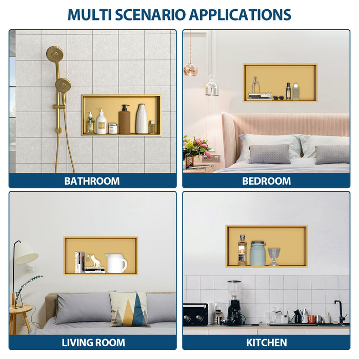 Stainless Steel Shower Niche With Seamless Design For Bathroom Storage