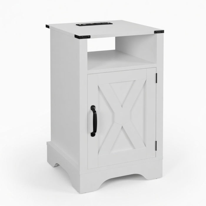 Farmhouse Nightstand, Charging Station & Storage
