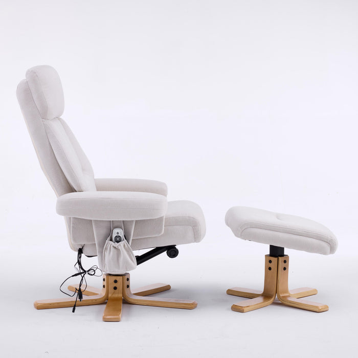 Upholstered Heated Massage 360° Swivel Accent Chair With Ottoman