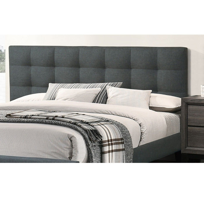 California King Size Tufted Headboard Platform Bedframe, Bedroom Furniture - Charcoal