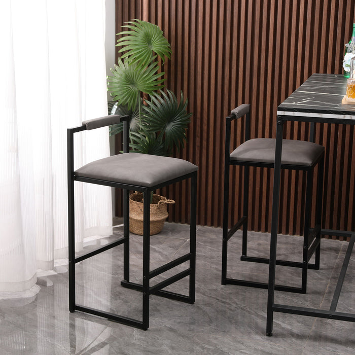 Elegant Bar Stool Set With Backrest And Footrest, Counter Height (Set of 2)
