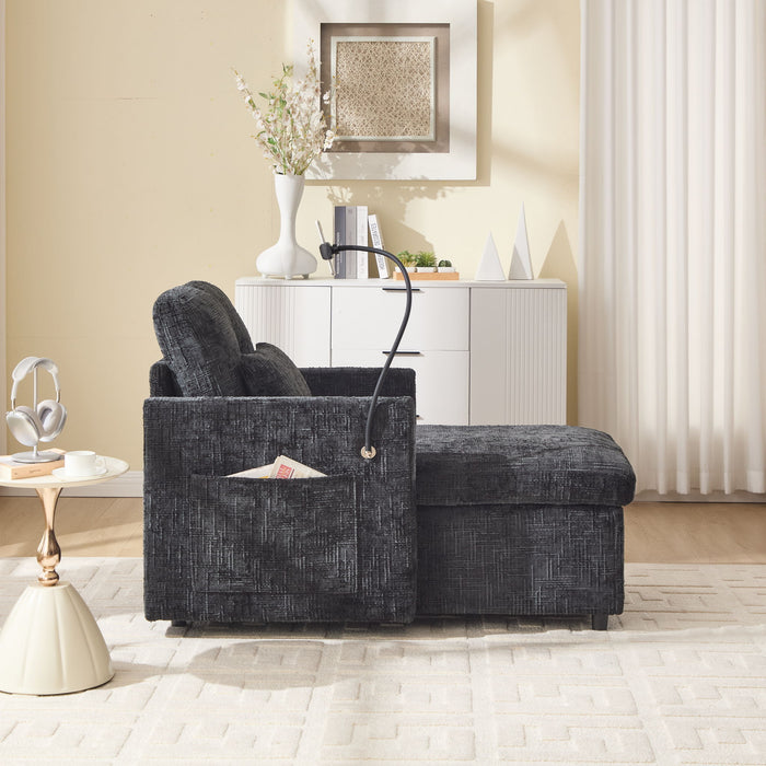 Multifunctional Chenille Recliner Sofa With Storage And Phone Bracket