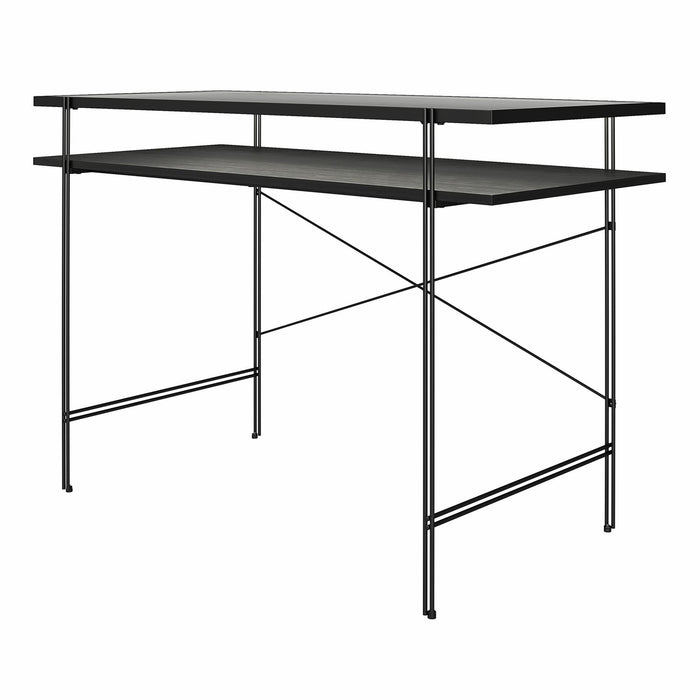 Vance - Computer Desk With Fluted Glass Desktop - Black
