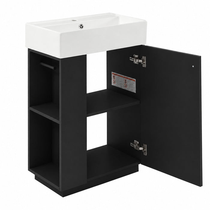 Bathroom Vanity With Sink, Freestanding Wood Grain Cabinet With Storage