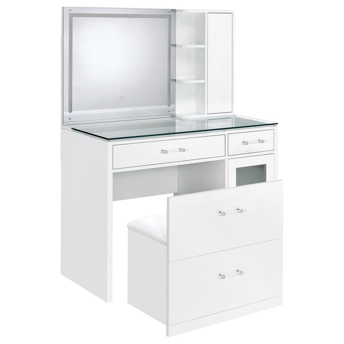 Kerr - 2 Drawer Makeup Vanity Table With Mirror And Stool