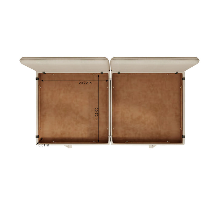 Modular Sectional Sofa With Storage, Convertible 2 Seater Sleeper Sofa - Beige