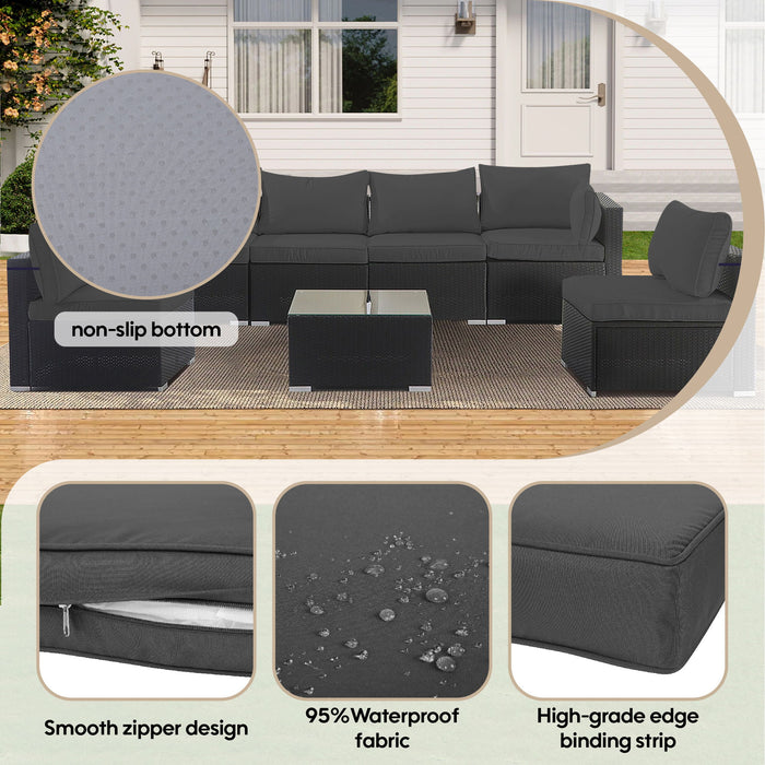 Cushion Covers For 7 Piece Wicker Sectional Sofa, 14 Pack Seat And Back Slipcovers With Zipper