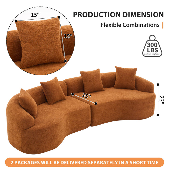 4 Seater Sofa With Chenille Fabric, 30D, 60 Hardness Full Sponge, 4 Pillow For Living Room, Home Furniture Sleeper Sectional Sofa For Apartment