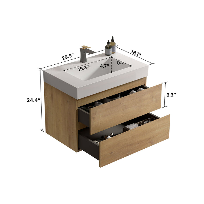 Alice - Bathroom Vanity With Sink, Large Storage Wall Mounted Floating Bathroom Vanity For Modern Bathroom