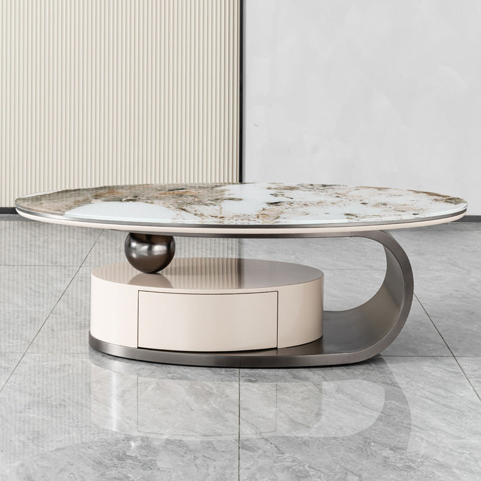 Oval Coffee Table With Drawer