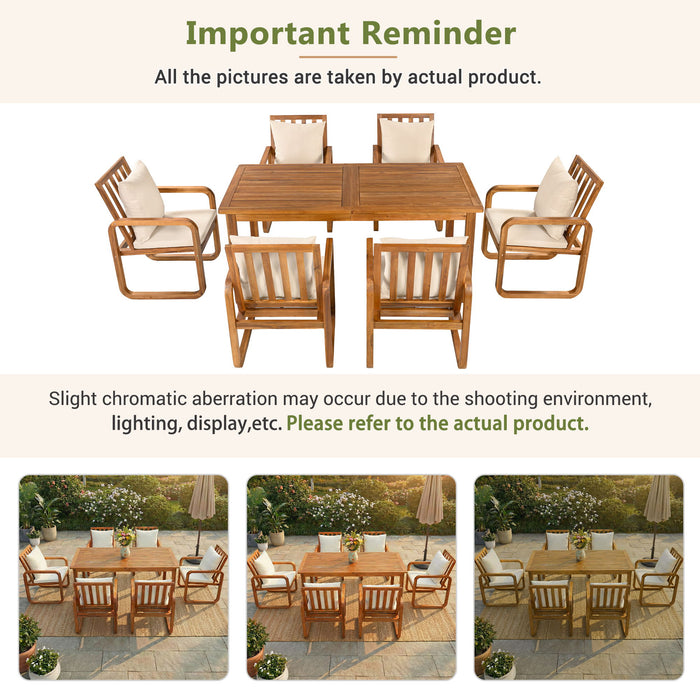7 Piece Outdoor Patio Dining Set With Removable Cushions