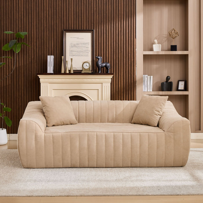 Oversized 2 Seater Loveseat With 2 Decor Throw Pillows, Deep Seat Sofa For Living Rooms