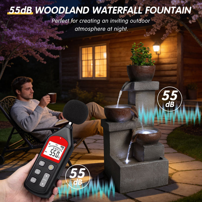 LED Waterfall Fountain Outdoor For Garden - Gray