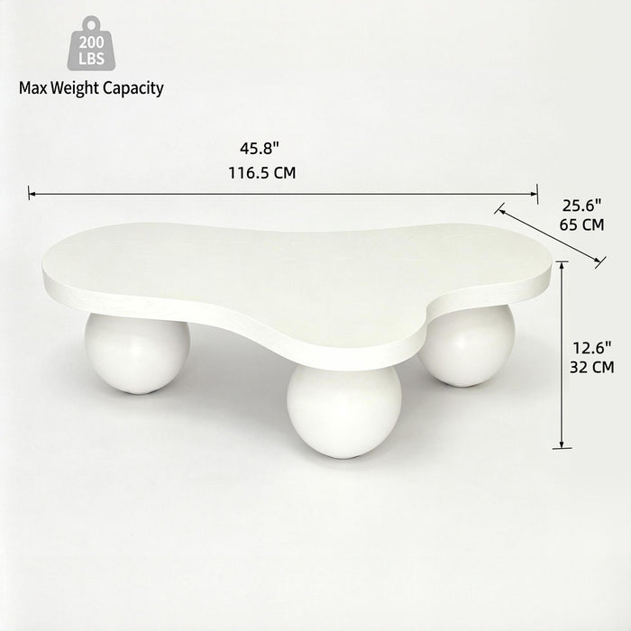 Cloud Shaped Coffee Table With 3 Ball Legs For Living Room