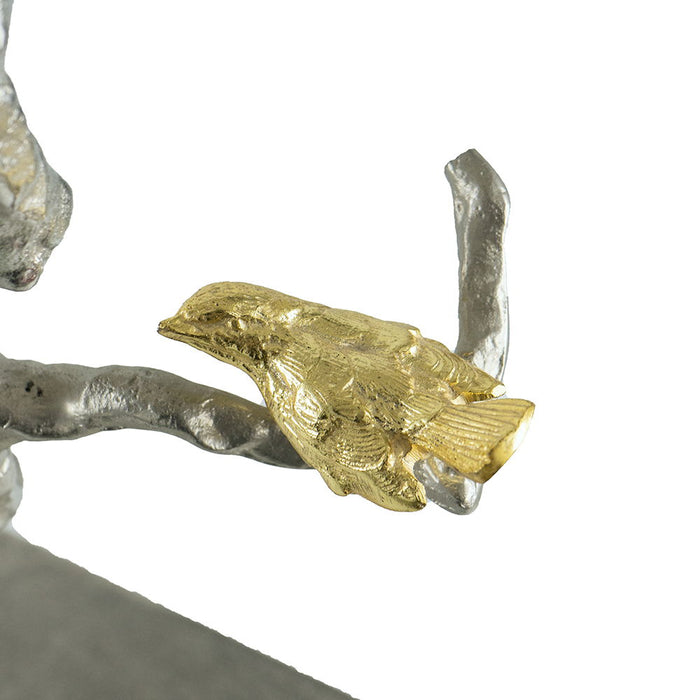 Metal Branch Wall Sculptures With Bird Accents (Set of 2) - Silver Multi