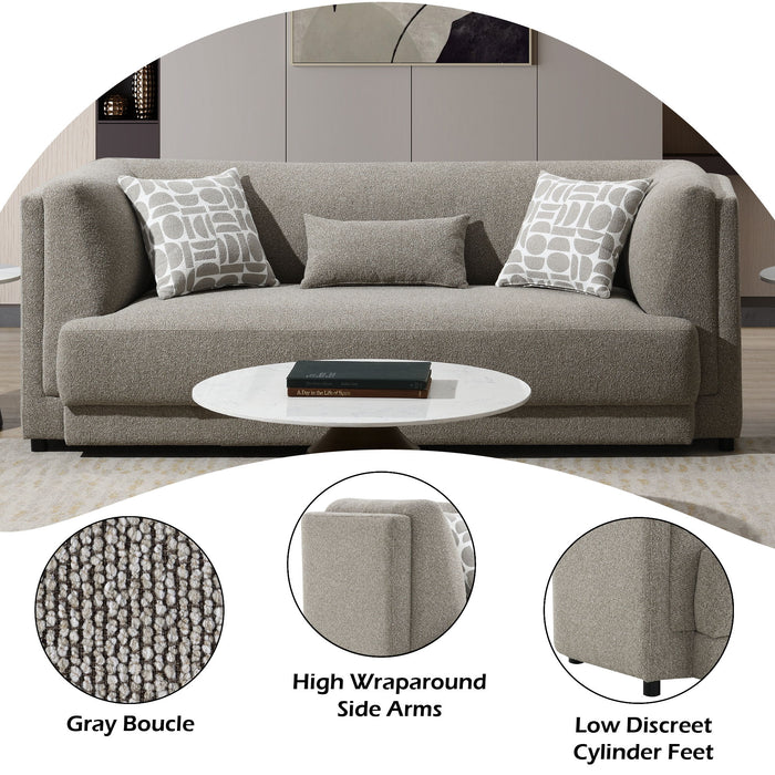 Glenda - Sofa With 3 Pillows - Gray