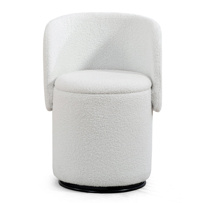 Barrel Chair & Built In Storage, 360° Swivel - Beige