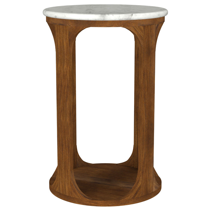 Eaton - Round Side Table - Brown / White