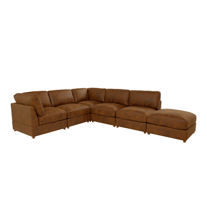 Modular Upholstered Sectional, Medium Firm Seat Cushion, Custom Configuration - Brown