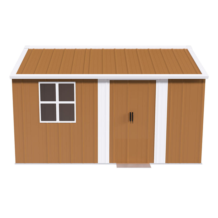 Storage Shed With Windows, Lockable Door & Ventilation For Backyard Tool Organization - Brown