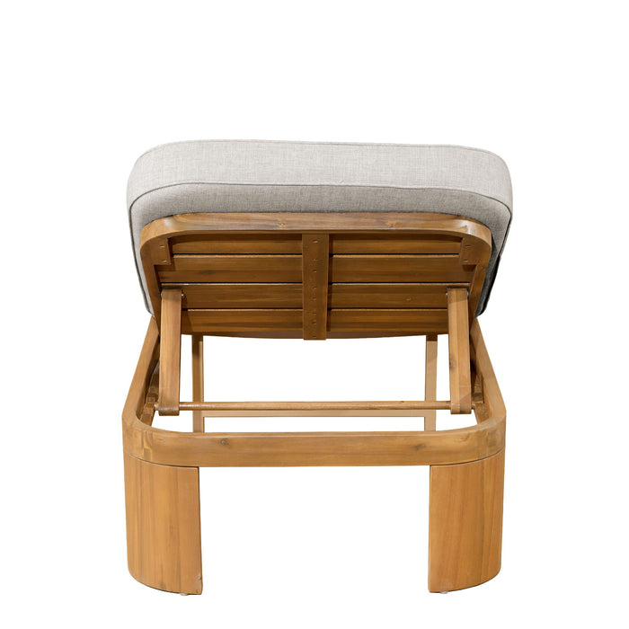 Outdoor Chaise Lounge With Cushion, 5 Position Adjustable Backrest