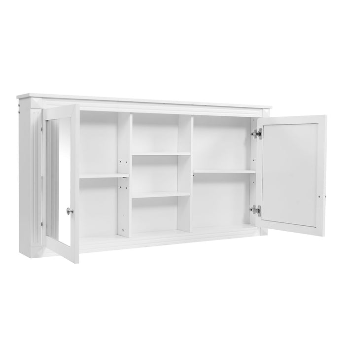 Modern Wall-Mount 2 In 1 Mirror Cabinet With Adjustable Shelves, Soft-Closing Hinges