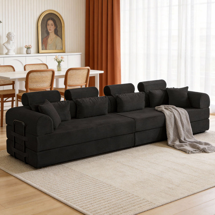Modern L-Shape Modular Sectional Sofa, Compressed Design