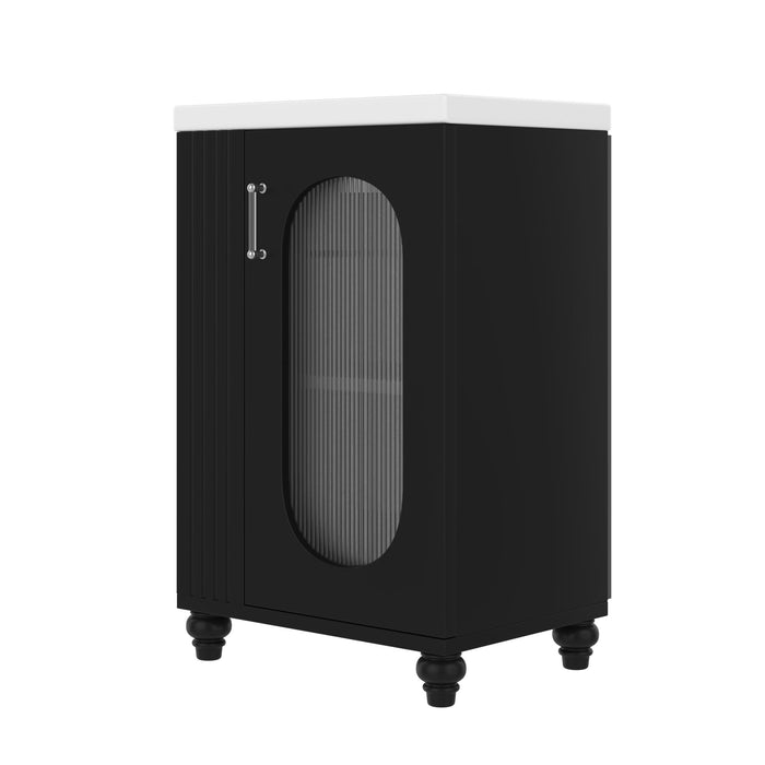 Modern Bathroom Vanity With Sink, Adjustable 2 Tier Shelf
