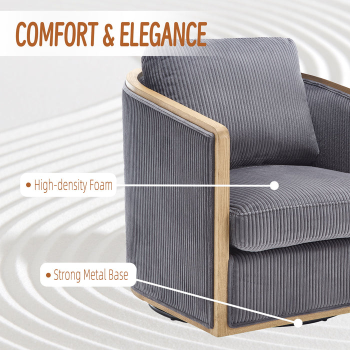 Corduroy Barrel Chair, 360 Degree Swivel