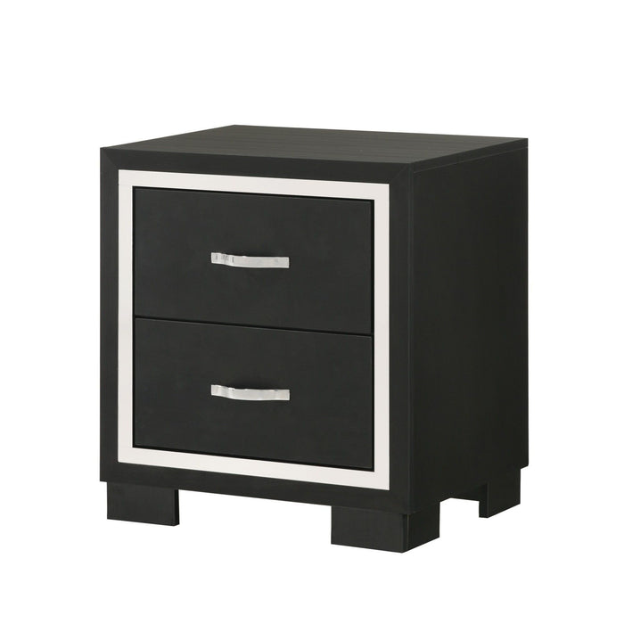 2 Drawer Bedroom Nightstand With Handles - Black