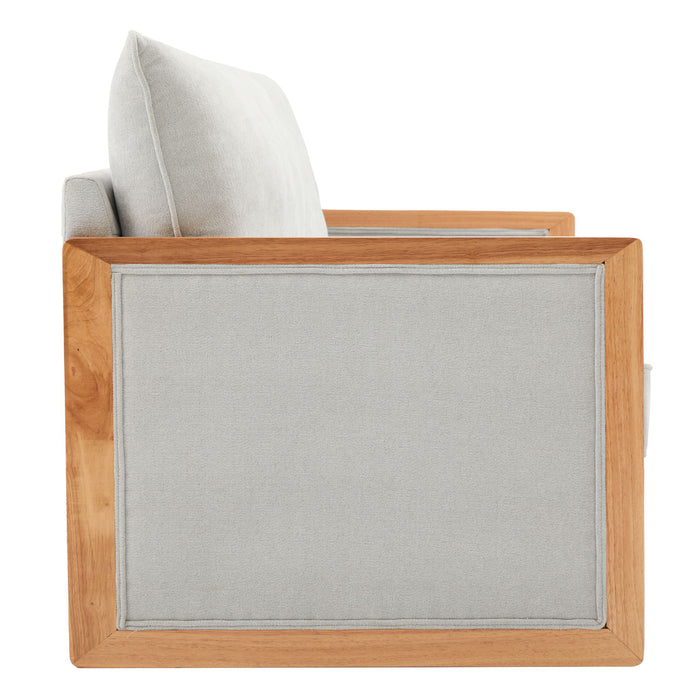 Modern 3 Seater Sofa With Wood Armrests