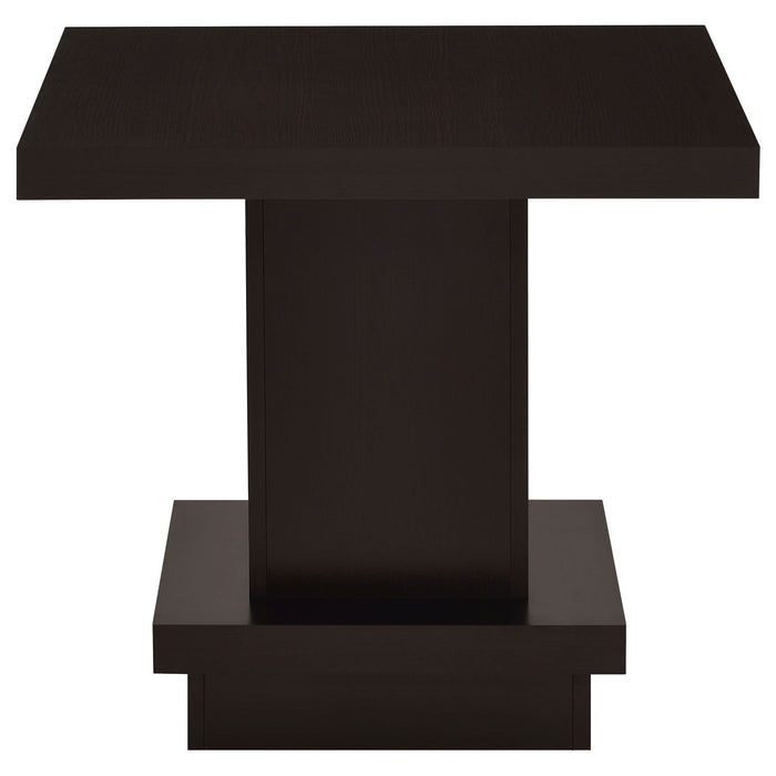 Mbala - Square Pedestal End Table - Cappuccino