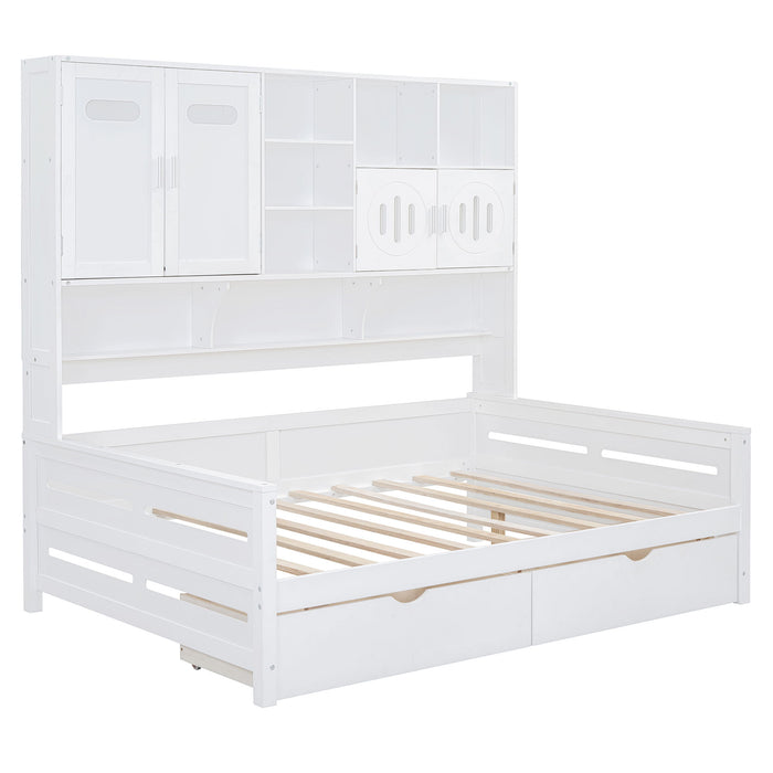 Daybed With All-In-One Cabinet And Shelf