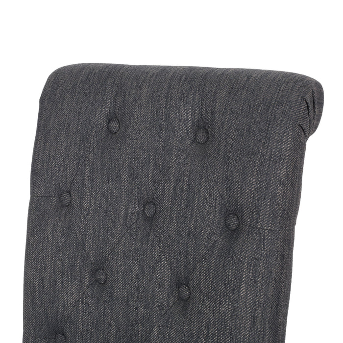 Contemporary Dining Chair (Set of 2) With Button Tufted Design - Charcoal