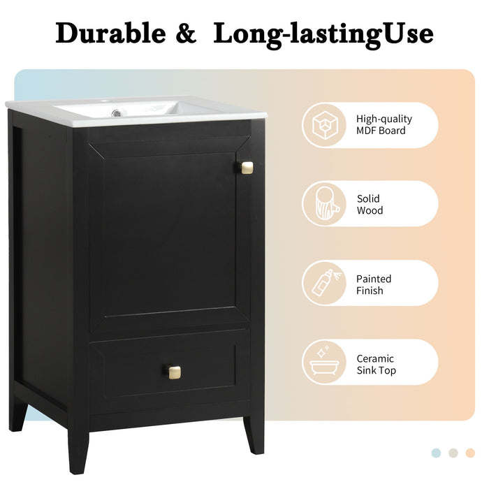 Bathroom Vanity With Sink, Soft Closing Cabinet Door, Storage Rack And Drawer