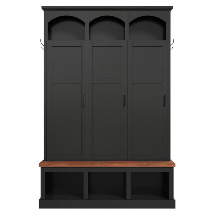 Classic Arched Design Hall Tree With 3 Hidden Storage