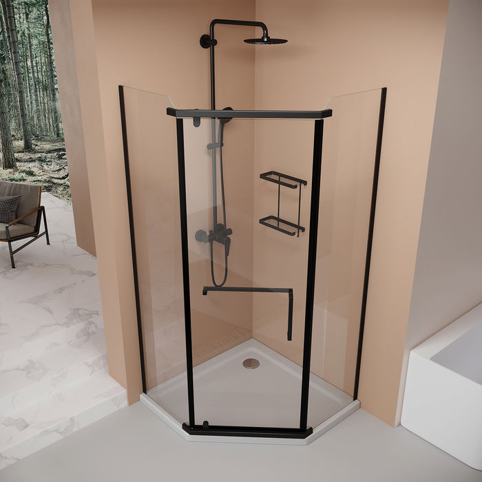 Frameless Neo Angle Shower Door WithTempered Glass