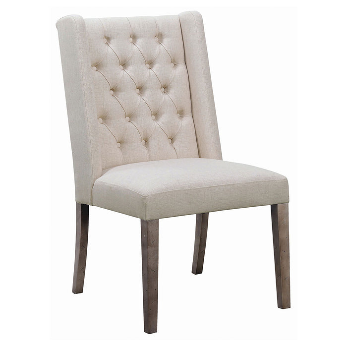 Jorvin - 5 Piece Dining Set With Table And Button Tufted Wingback Chairs - Honey