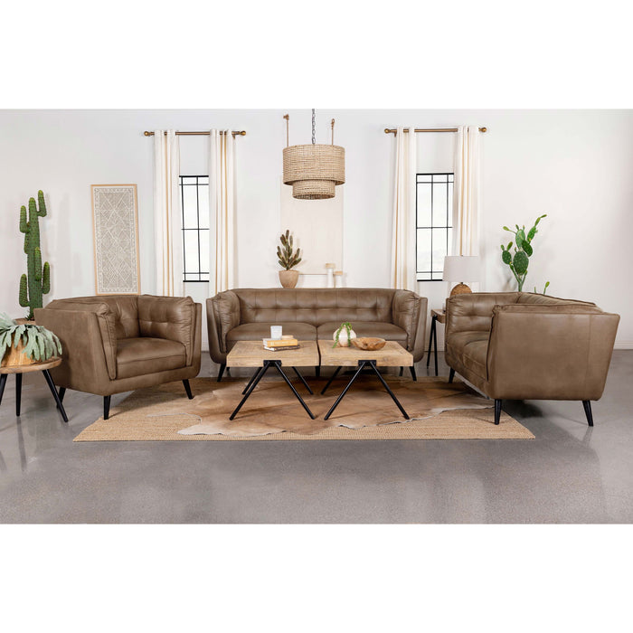 Maximillion - Tuxedo Arms Loveseat - Brown