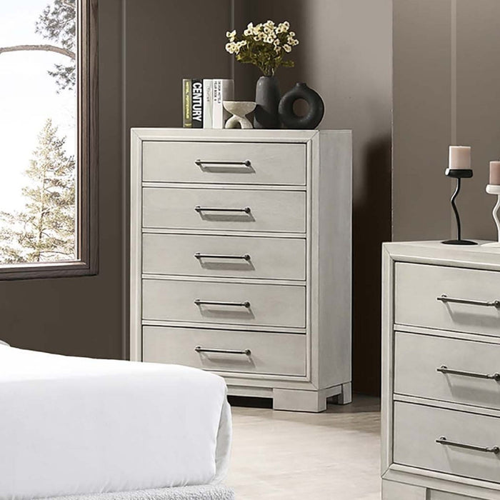 1 Piece Chest With Square Legs And Sleek Handles - Antique White