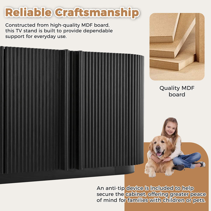 TV Stand With Fluted Tambour Style Door