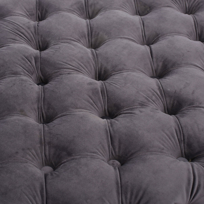 Modern Glam Ottoman With Velvet Upholstery And Button Tufted Design
