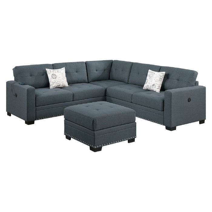 Casual Simple Tufted Sectional 4 Piece Set With USB Loveseat