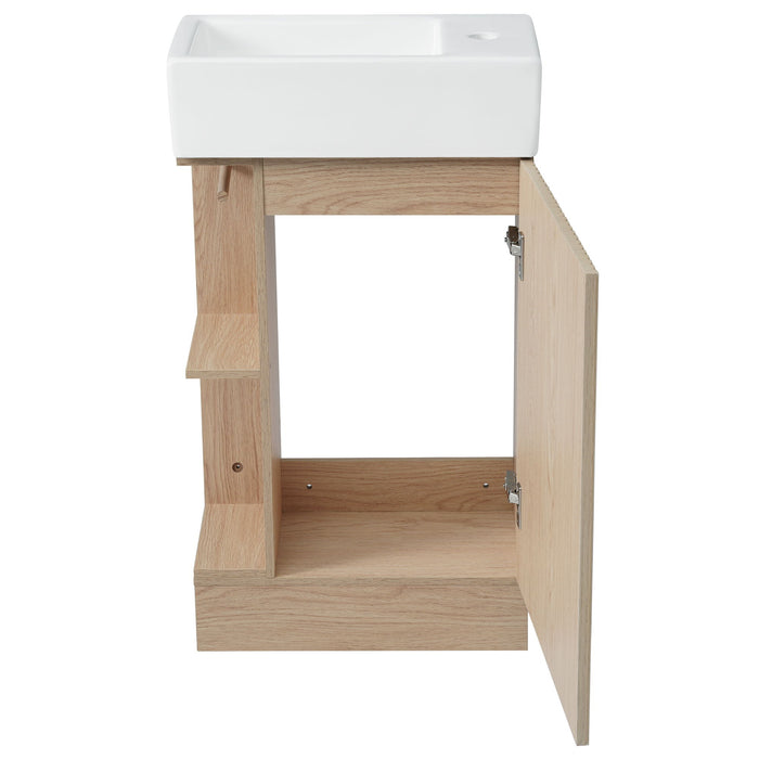 Modern Bathroom Vanity With Sink And 2 Tier Shelf