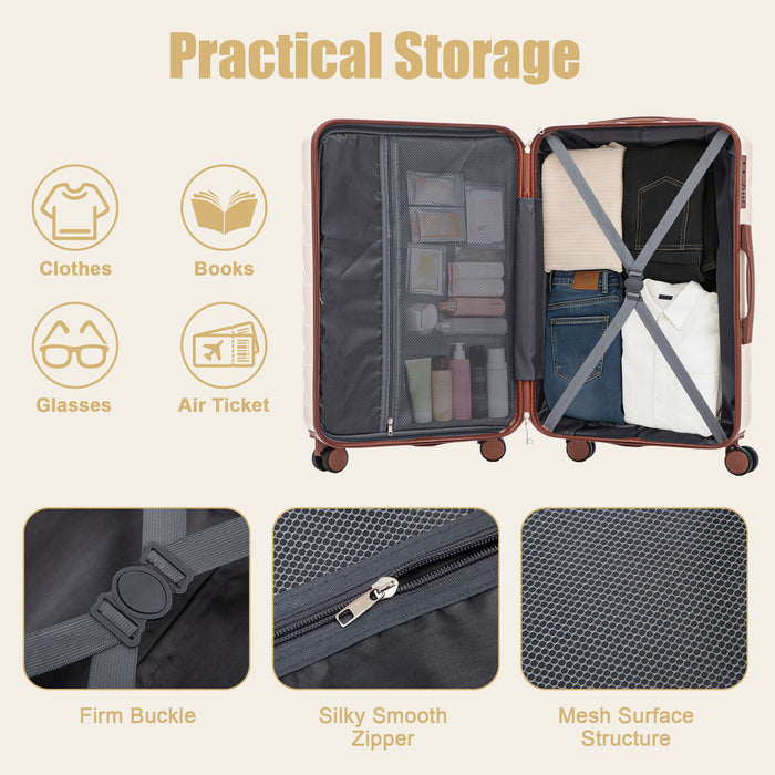 Hard Shell Luggage With Scratch Resistant Surface, 4 Wheels, Combination Lock & Side Hooks