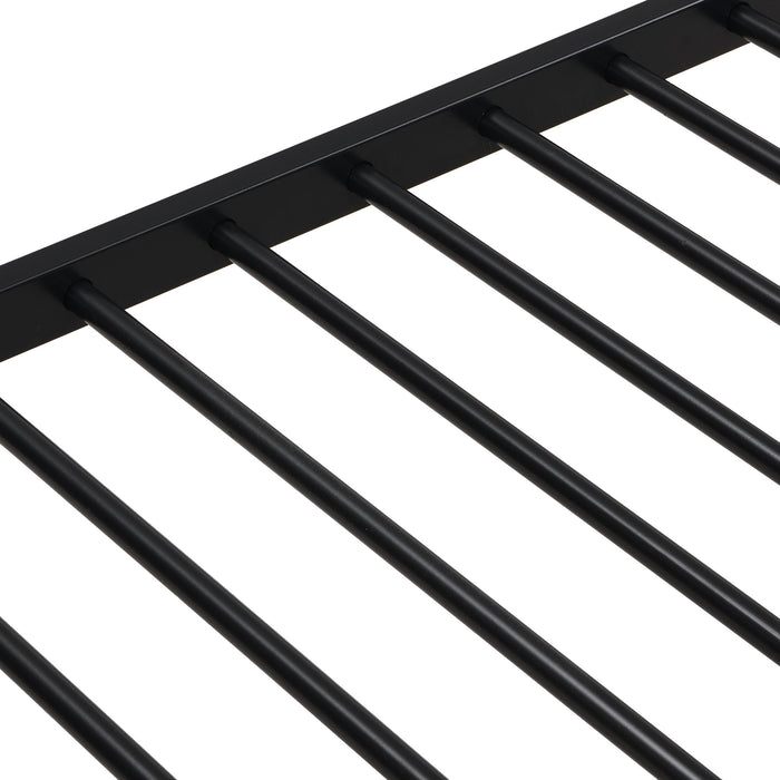 Twin Over Full Modern Metal Bunk Bed With Trundle - Black
