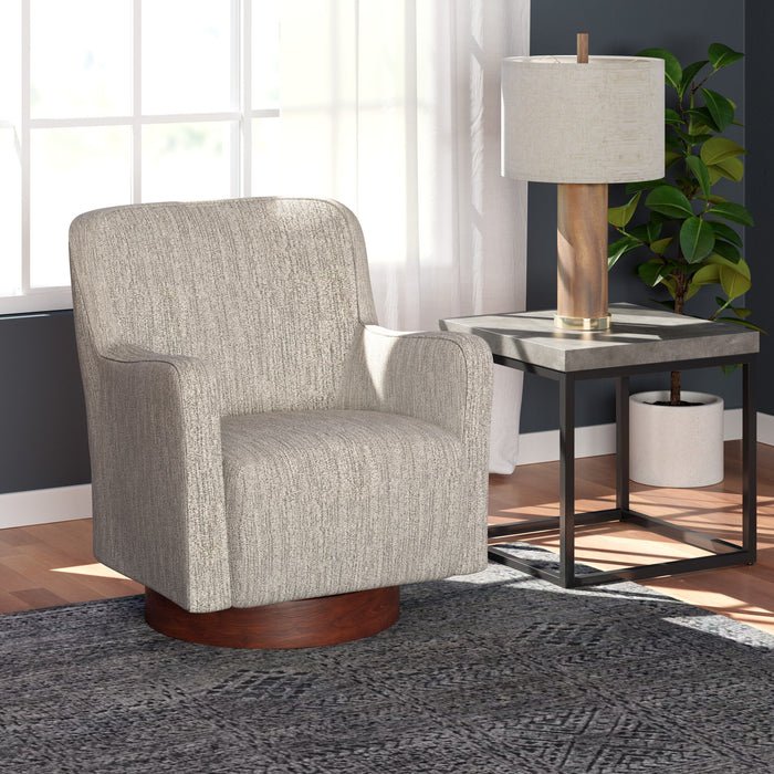 Clara - Swivel Chair With Wood Base - Speckled Tan