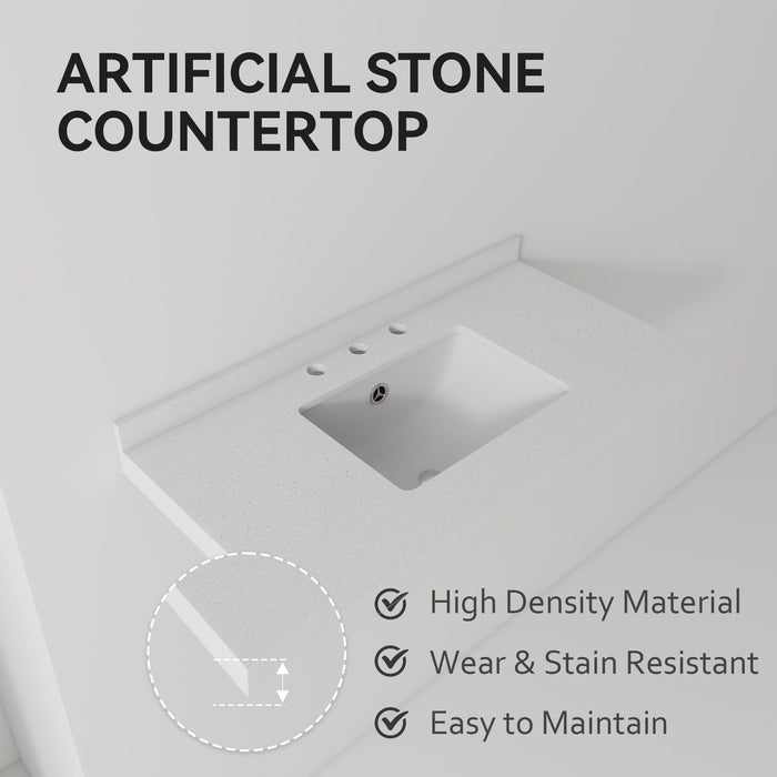 Basin Sink With 2" Thick Rim, Triple Faucet Holes, Sink Only