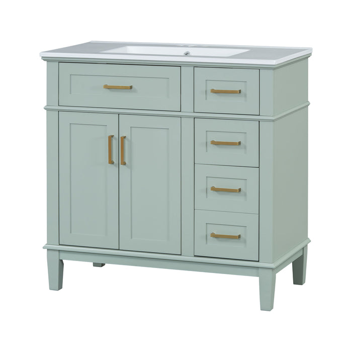 Modern Bathroom Vanity With Ceramic Sink, Soft Close Storage Cabinet